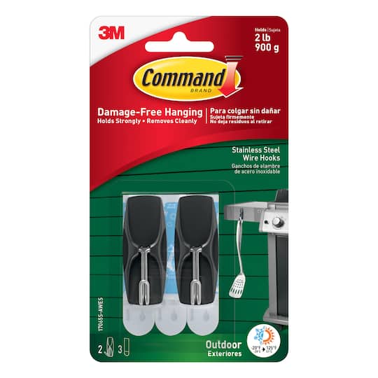 3M Command™ Outdoor Stainless Steel Wire Hooks Michaels